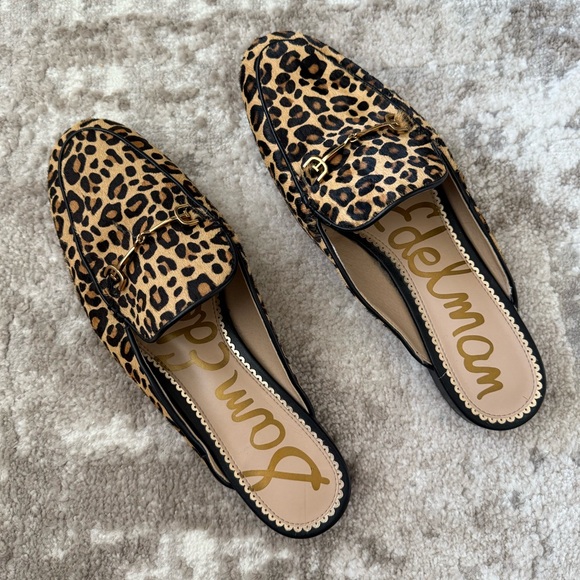 Sam Edelman Linnie Leopard Calf Hair Horsebit Mules - Picture 1 of 5